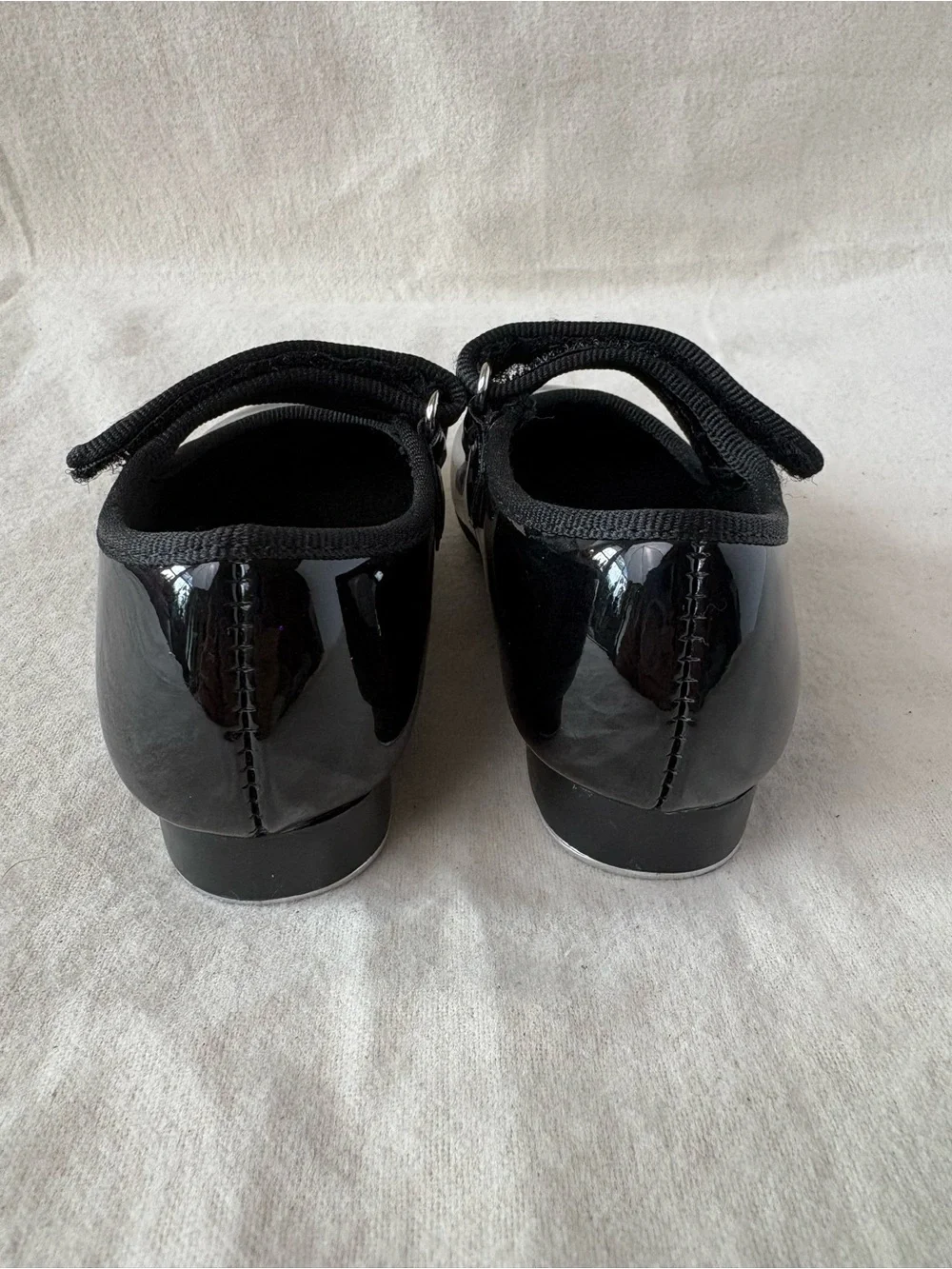 Toddler Girls' Black Patent Mary Jane Tap Shoes with Velcro Strap Size 7 Ballet